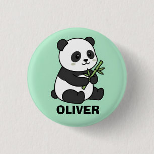 Badge Rond 2,50 Cm Panda Personnalisé Mignon avec Enfants Bamboo