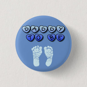 Badge Rond 2,50 Cm Papa à être bouton bleu de baby shower d'emprein