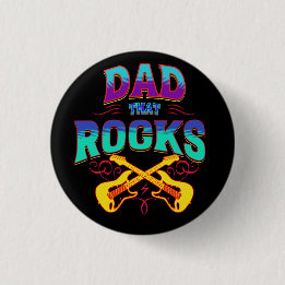 Badge Rond 2,50 Cm PAPA QUE DES ROCHERS ! Guitares