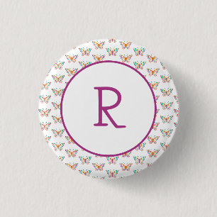 Badge Rond 2,50 Cm Papillon amusant avec initial