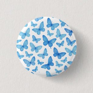 Badge Rond 2,50 Cm Papillon bleu