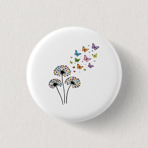 Badge Rond 2,50 Cm Papillon de pissenlit en vol