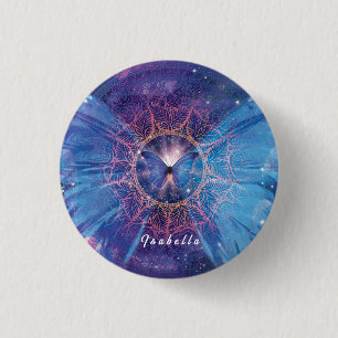 Badge Rond 2,50 Cm Papillon morpho / Galaxie Mandala
