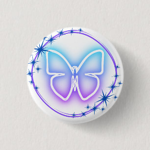 Badge Rond 2,50 Cm Papillon néon