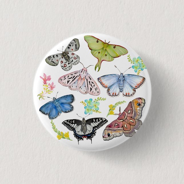 Badge Rond 2,50 Cm Papillons aquarelle en vol (Devant)