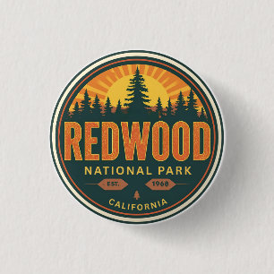 Badge Rond 2,50 Cm Parc national d'État de Redwood, Californie côtièr