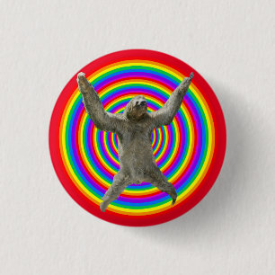 Badge Rond 2,50 Cm Paresse d'arc-en-ciel