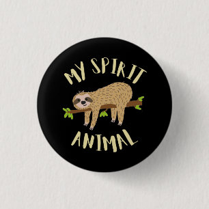 Badge Rond 2,50 Cm paresseux mon animal spirituel