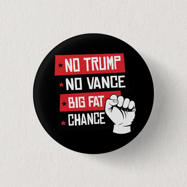 Badge Rond 2,50 Cm Pas de Trump ni de chance de taille (Devant)