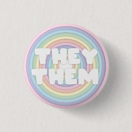 Badge Rond 2,50 Cm Pastel Arc-en-ciel Ils/Eux Pronounes 