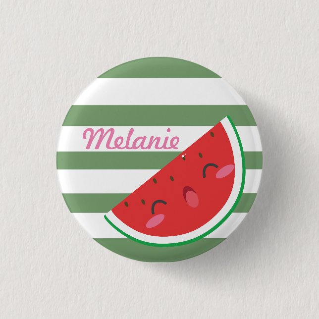 Badge Rond 2,50 Cm Pastèque mignonne de Kawaii personnalisée (Devant)