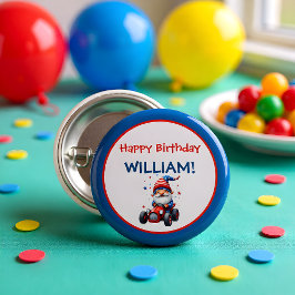 Badge Rond 2,50 Cm Patriotic Gnome Red Car Kid's Birthday