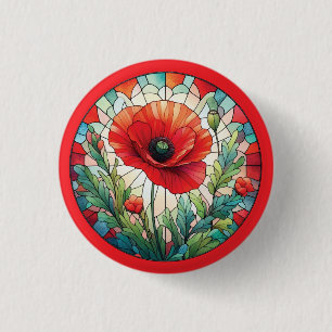 Badge Rond 2,50 Cm Pavot en verre
