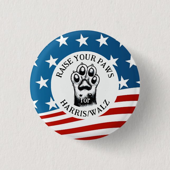 Badge Rond 2,50 Cm Paw de chat pour Harris/Walz Design (Devant)