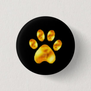 Badge Rond 2,50 Cm Paw d'or en noir