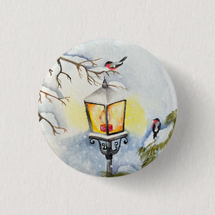 Badge Rond 2,50 Cm Paysage de Noël hiver