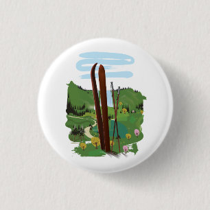 Badge Rond 2,50 Cm Paysage de ski