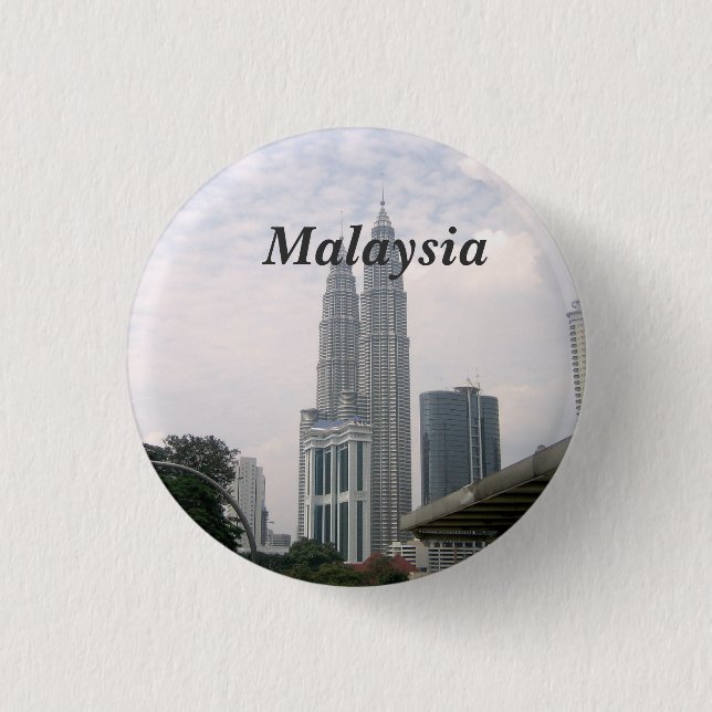 Badge Rond 2,50 Cm Paysage urbain de la Malaisie (Devant)