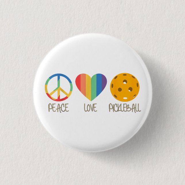 Badge Rond 2,50 Cm Peace Love Pickleball (Devant)