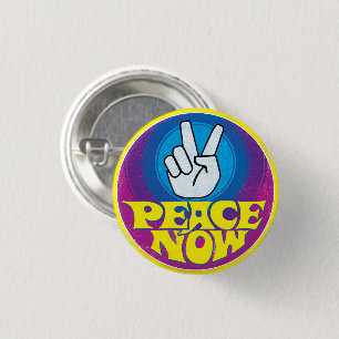 Badge Rond 2,50 Cm Peace Now Super Retro Hippie Style Paz Ahora