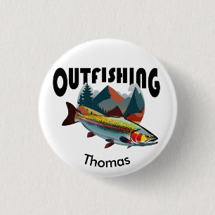 Badge Rond 2,50 Cm Pêche à la truite des montagnes Rocheuses "Outfish