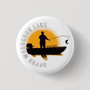 Badge Rond 2,50 Cm Pêche au lac Michigan