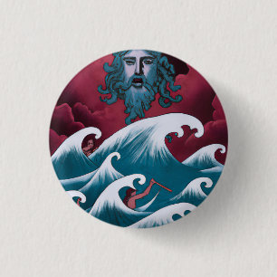 Badge Rond 2,50 Cm Peinture à l'huile Neptune cramoisie
