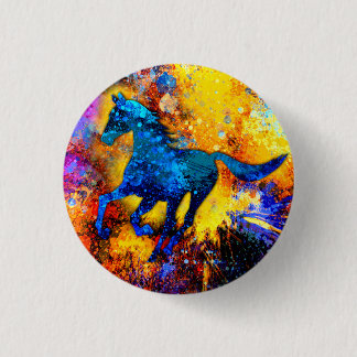 Badge Rond 2,50 Cm Peinture Abstraite de Cheval en Course