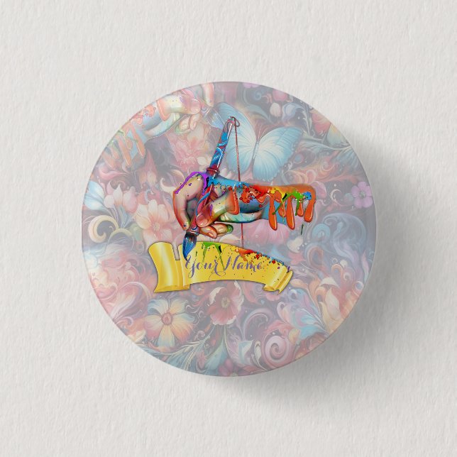 Badge Rond 2,50 Cm Peinture Imaginaire Fleurs exprimant la nature (Devant)