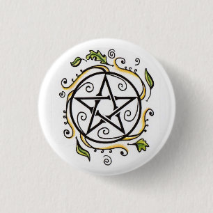 Badge Rond 2,50 Cm Pentacle Feuille