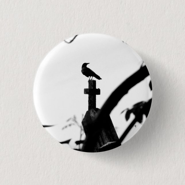 Badge Rond 2,50 Cm Perche du corbeau (Devant)