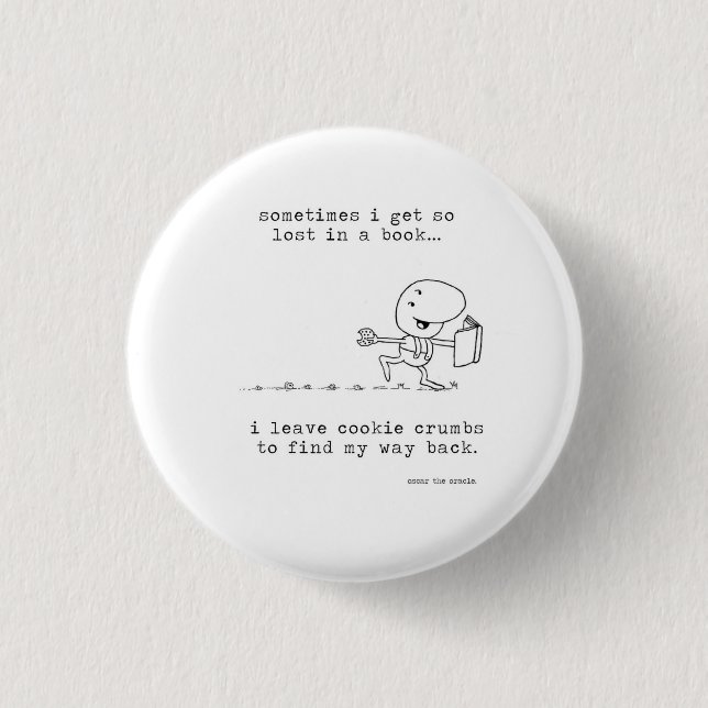 Badge Rond 2,50 Cm Perdu dans un bouton de livre (Devant)