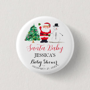 Badge Rond 2,50 Cm Père Noël Baby shower Red Cute Merci simple