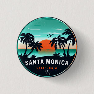 Badge Rond 2,50 Cm Père Noël Monica California Retro Sunset Souvenirs