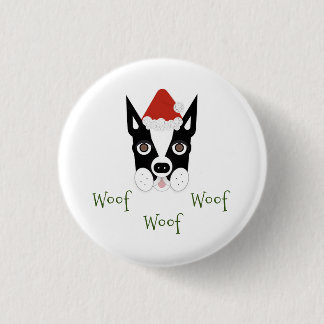 Badge Rond 2,50 Cm Père Noël Terrier Pin