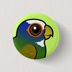 Badge Rond 2,50 Cm perroquet Blanc-couronné