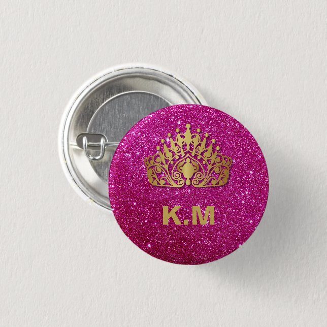 Badge Rond 2,50 Cm Personalized Pink Princess Nail Manicure (Devant & derrière)