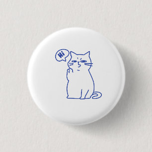 Badge Rond 2,50 Cm Personnage de chat blanc mignon drôle doodle