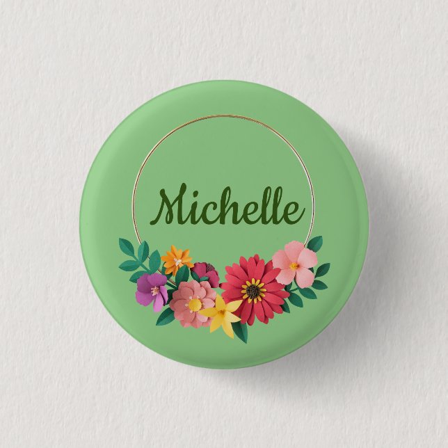 Badge Rond 2,50 Cm Personnaliser les jolies fleurs pastel (Devant)