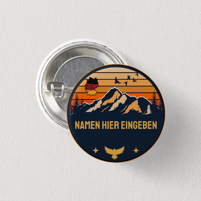 Badge Rond 2,50 Cm Personnalisierter Ortsname Deutschland Runddesign (Devant & derrière)