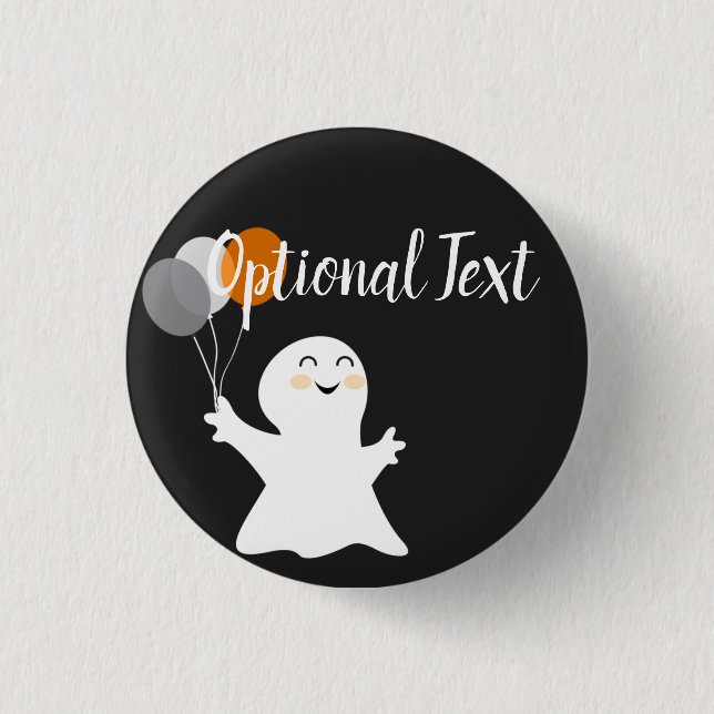 Badge Rond 2,50 Cm Petit fantôme d'Halloween avec ballons (Devant)