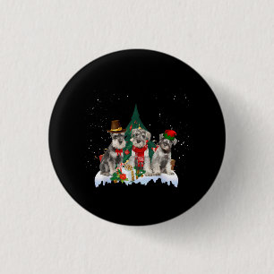 Badge Rond 2,50 Cm Petit Schnauzer de Noël chien