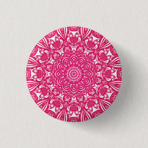 Badge Rond 2,50 Cm Petite chouette mandala viva magenta