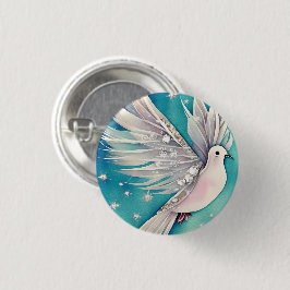 Badge Rond 2,50 Cm Petite colombe blanche aux ailes éthérées