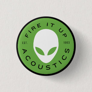 Badge Rond 2,50 Cm Petite touche Alien tête Acoustique noir