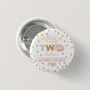 Badge Rond 2,50 Cm Petites filles Citrouilles 2e anniversaire