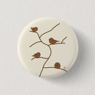 Badge Rond 2,50 Cm Petits oiseaux marrons. 茶 色 の 小 鳥 達