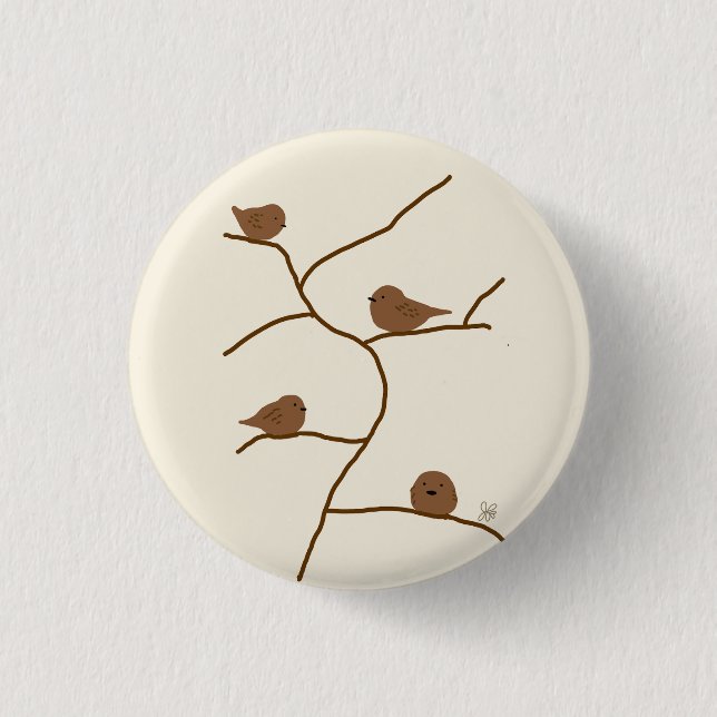 Badge Rond 2,50 Cm Petits oiseaux marrons. 茶 色 の 小 鳥 達 (Devant)