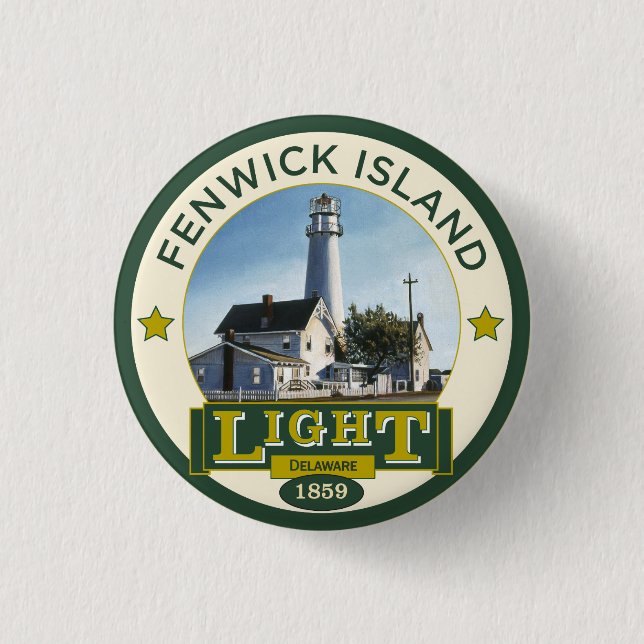 Badge Rond 2,50 Cm Phare d'île de Fenwick (Devant)