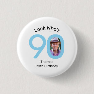 Badge Rond 2,50 Cm Photo 90 ans Joyeux Anniversaire